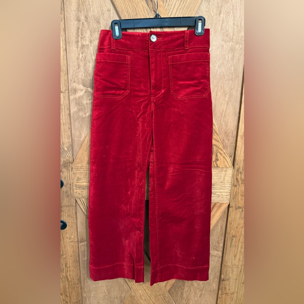 Anthropologie The Colette cropped wide leg velvet pants